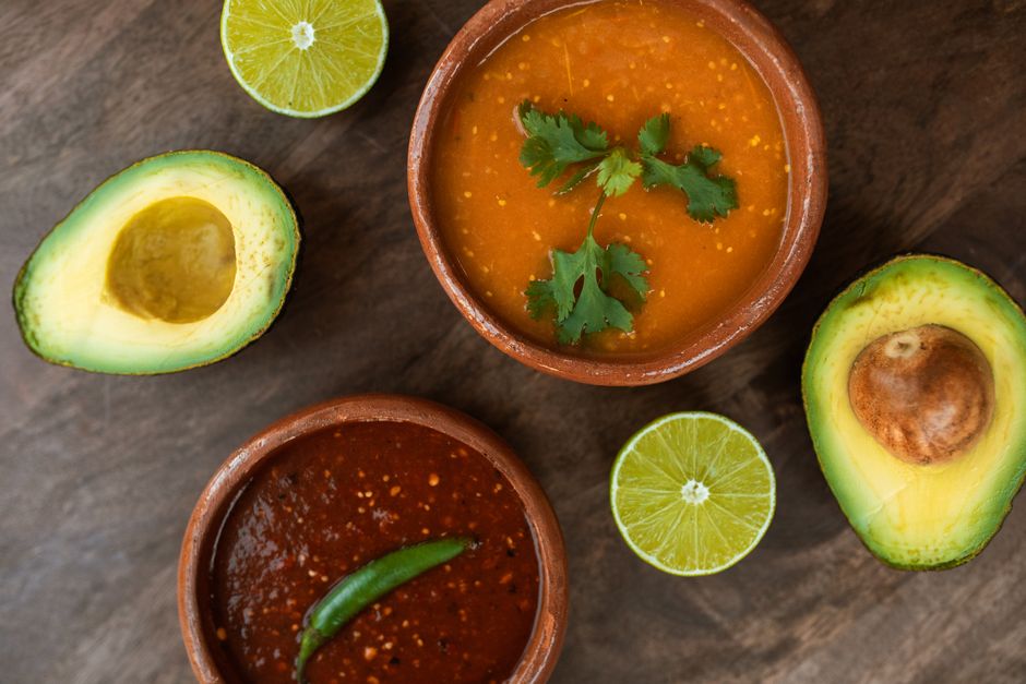Bowls of fresh house-made salsas